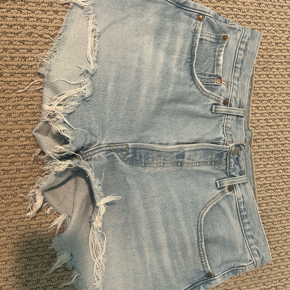 Denim Frayed Hem Women's Shorts